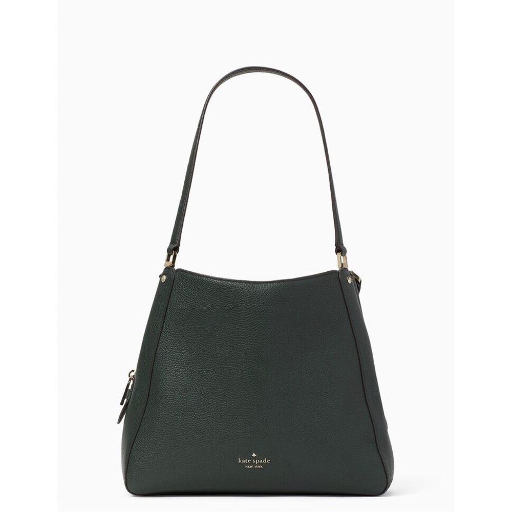 Forest green Leila medium triple compartment shoulder bag